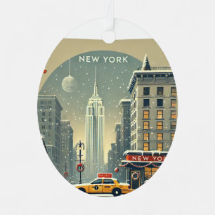 New York Christmas Statue of Liberty Holiday Metal Ornament