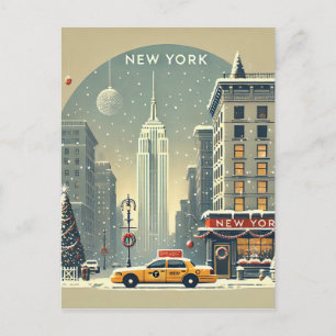 New York Christmas   Statue of Liberty Holiday Postcard