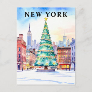 New York Christmas Tree Winter Travel  Postcard