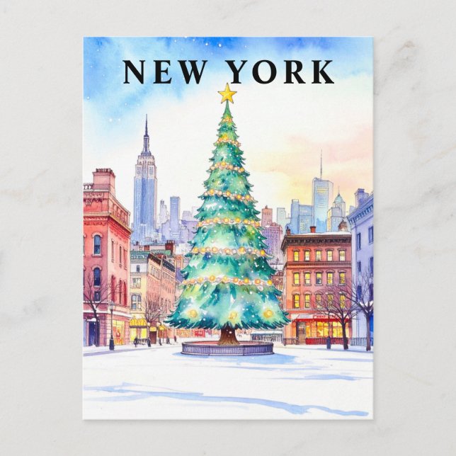 New York Christmas Tree Winter Travel  Postcard (Front)