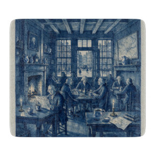 New York City 1700’s Coffee House Delft Blue Art Cutting Board