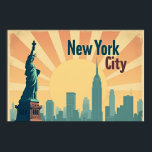 New York City –  24"x16" Art Deco Skyline Poster<br><div class="desc">This 24"x16" Art Deco Skyline Poster captures the magic and grandeur of New York City through a lens of vintage sophistication. Featuring the iconic Statue of Liberty silhouetted against a soft, pastel-coloured skyline, the design draws inspiration from 1920s travel posters with its bold lines and streamlined elegance. The city’s legendary...</div>