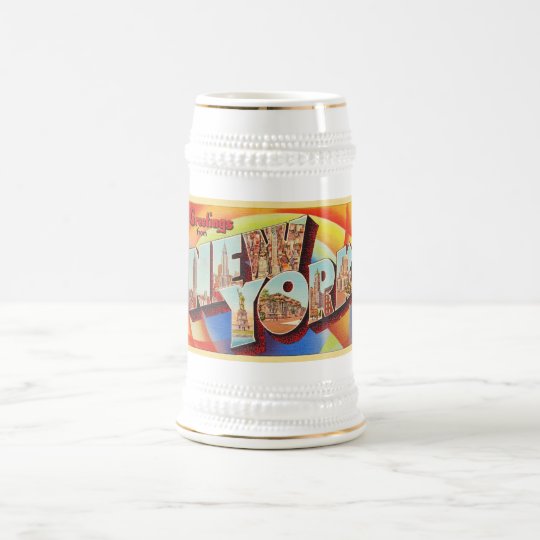 New York City #2 NY Large Letter Travel Postcard - Beer Stein