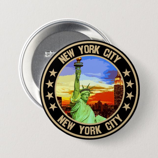 New York City                                      3 Inch Round Button (Front & Back)