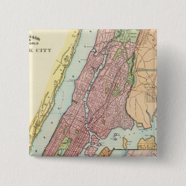 New York City 4 2 Inch Square Button (Front)