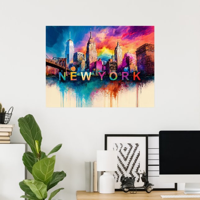 New York City Abstract Art Poster (Home Office)