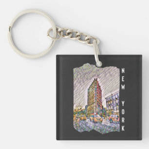 New York City Aesthetic Mosaic Art Keychain