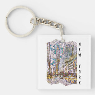 New York City Aesthetic Mosaic Art     Keychain