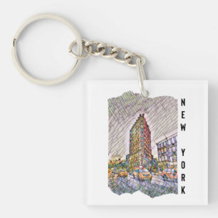 New York City Aesthetic Mosaic Art     Keychain