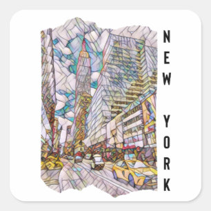 New York City Aesthetic Mosaic Art   Square Sticker