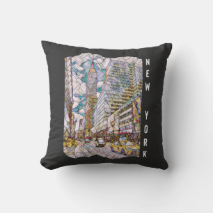 New York City Aesthetic Mosaic Art  Throw Pillow