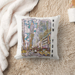 New York City Aesthetic Mosaic Art Throw Pillow