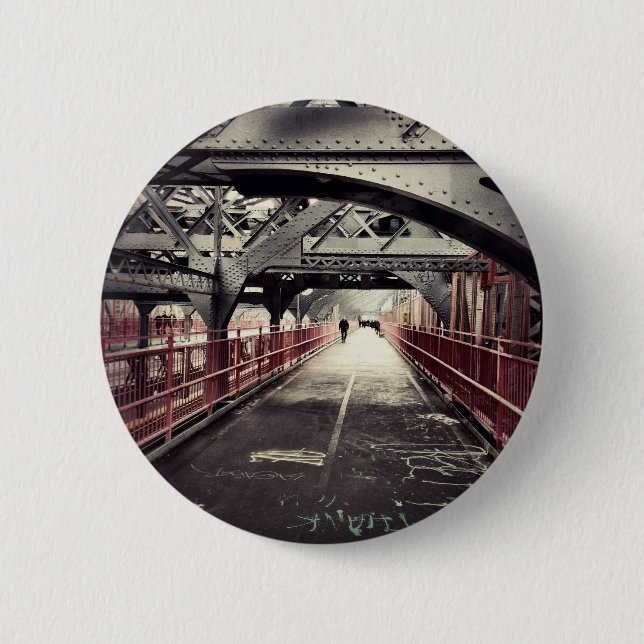 New York City Architecture - Williamsburg Bridge 2 Inch Round Button (Front)