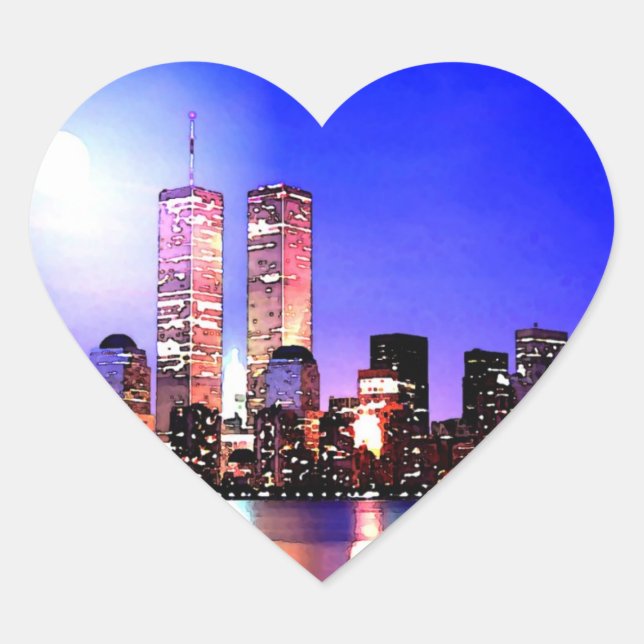 New York City at Night Heart Sticker (Front)