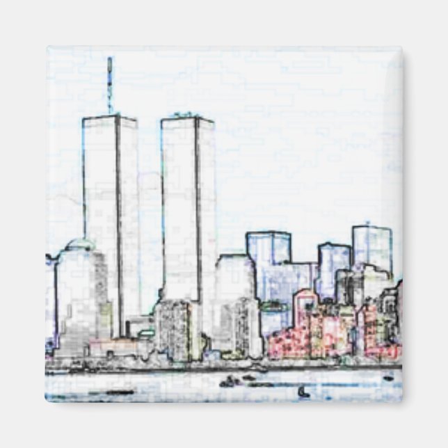 New York City avec Twin Towers Magnet (Devant)
