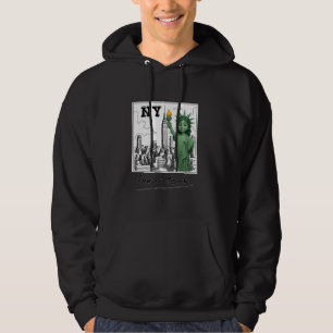 New York City Baby Statue of Liberty Skyline Sketc Hoodie