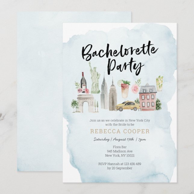 New YorK City Bachelorette Party invitation (Front/Back)