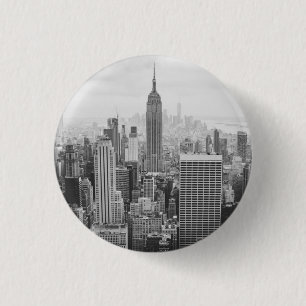 New York City Black and White Photo 1 Inch Round Button