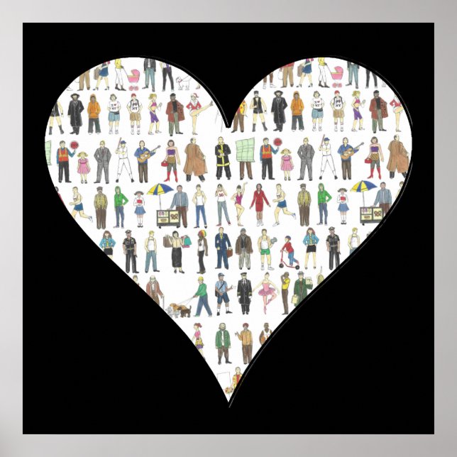 New York City Black Heart NYC Art Poster (Front)