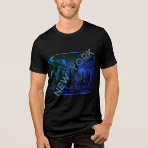 New York City Blue Green Name Graphic T-Shirt Tri-Blend Shirt