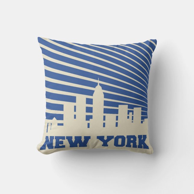 New York City Blue Throw Pillow (Front)