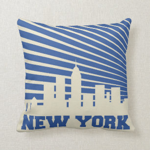 New York City Blue Throw Pillow