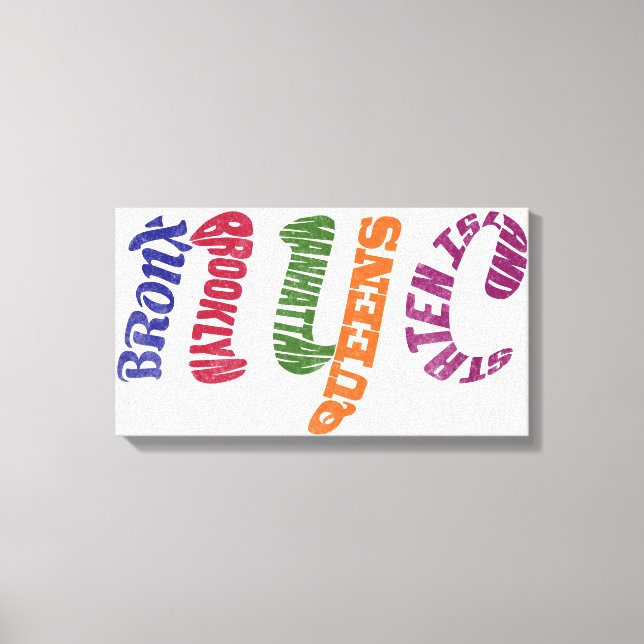 New York City Boroughs NYC Word Art Canvas Print (Front)