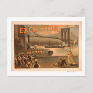 New York City Brooklyn Bridge "Excelsior" Postcard