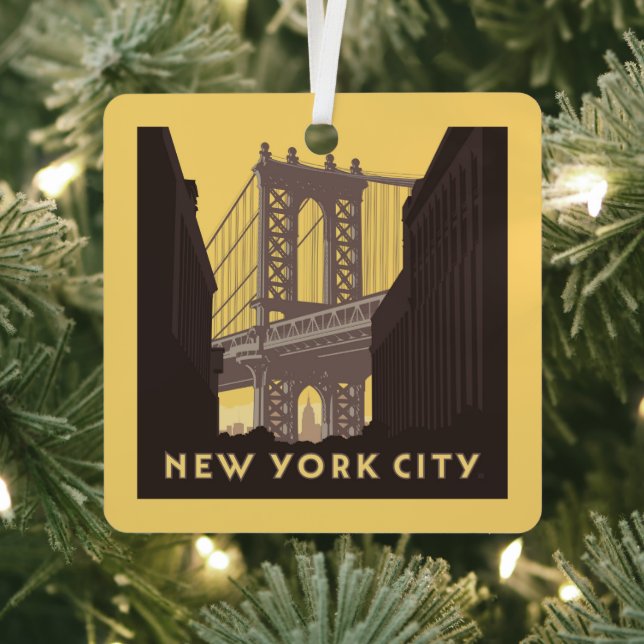 New York City | Brooklyn Bridge Metal Ornament (Insitu)