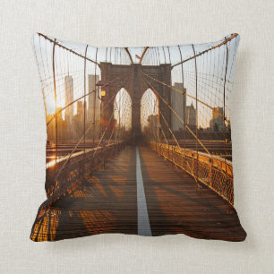 New York City Brooklyn Bridge Sunrise Throw Pillow