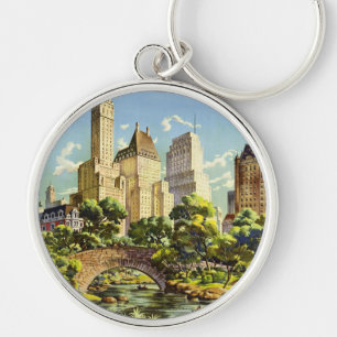 New York City Central Park Vintage Poster Keychain