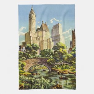 New York City Central Park Vintage Poster Kitchen Towel