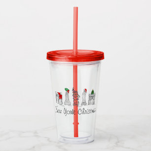 New York City Christmas NYC Holiday Architecture Acrylic Tumbler