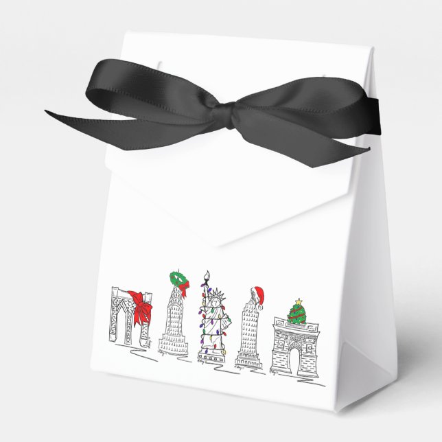 New York City Christmas NYC Landmarks Architecture Favor Box (Front Side)