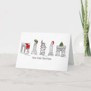 New York City Christmas NYC Landmarks City Holiday Card
