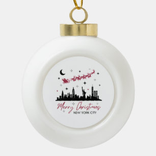 New York City Christmas Trip, Merry Christmas New  Ceramic Ball Christmas Ornament