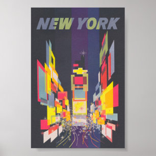 New York City Colourful Retro Vintage Travel Poster
