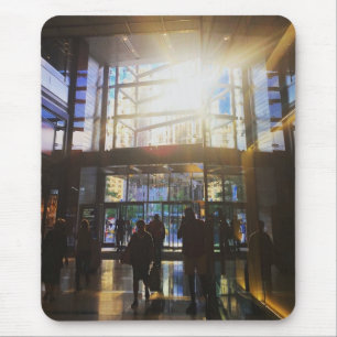 New York City Columbus Circle Shoppers Sunlight Mouse Pad