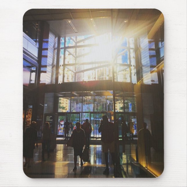 New York City Columbus Circle Shoppers Sunlight Mouse Pad (Front)