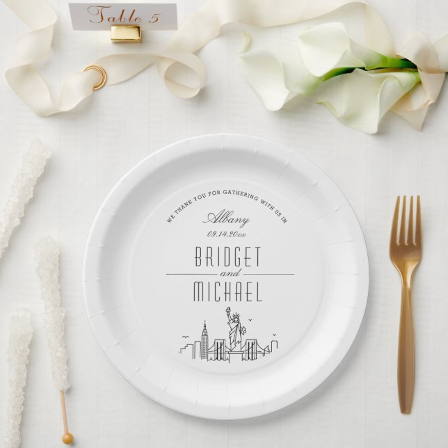 New York City Deco Skyline | Wedding Event Paper Plate (Wedding)