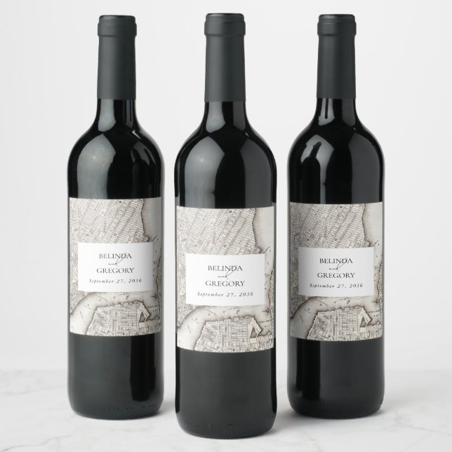 New York City Destination NYC Wedding Wine Label (Bottles)