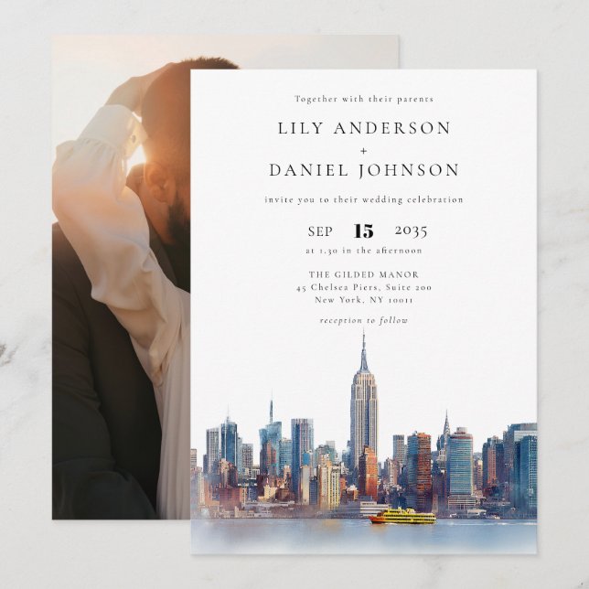 New York City Destination Photo Wedding Invitation (Front/Back)