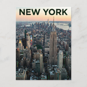New York City digital rain effect Skyline Art Postcard