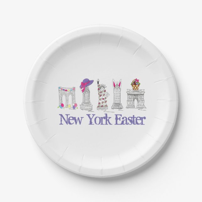 New York City Easter Landmarks Architecture NYC Paper Plate (Front)
