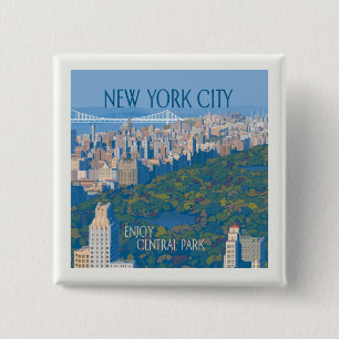 New York City   Enjoy Central Park 2 Inch Square Button