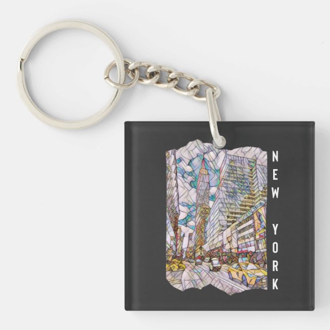 New York City Esthetic Mosaic Art      Keychain (Front)