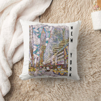 New York City Esthetic Mosaic Art Throw Pillow