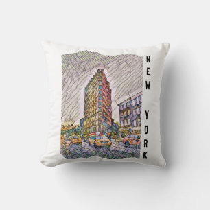 New York City Esthetic Mosaic Art Throw Pillow