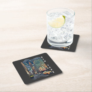 New York City Esthetic Photo Art Square Paper Coaster