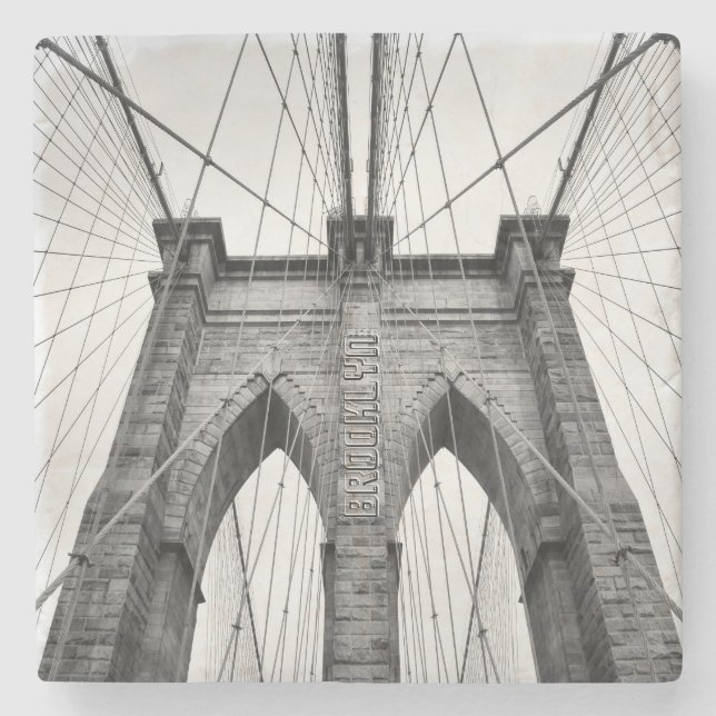 New-York City Famous Brooklyn Bridge Stone Coaster (Front)